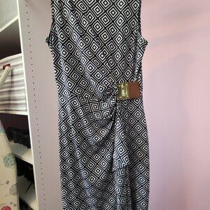 Michael Kors Dress.  Like New.  Black and White.  Ruched waist.  Very flattering